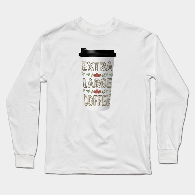 Extra Large Coffee Long Sleeve T-Shirt by Moon Lit Fox